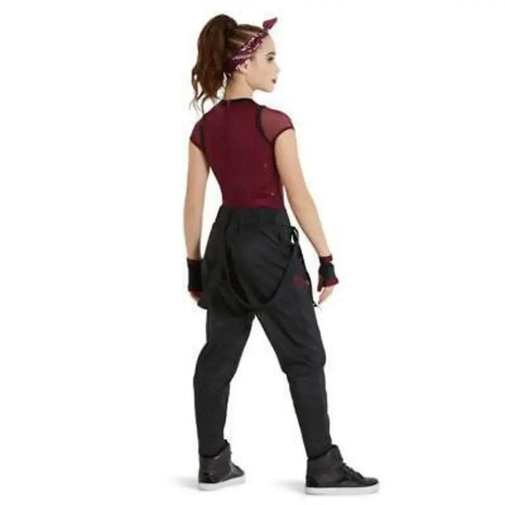 Pre-Owned Dance Costume Weissman 12400 Medium Child Burgundy 2 pc Hip Hop Sequin